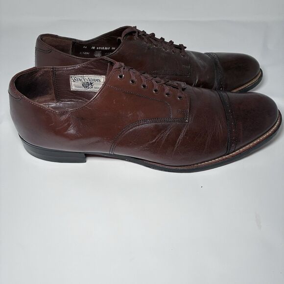 STACY ADAMS 00014 \'Madison\' Cap Toe OXFORD Men\'s Shoes SIZE 11 EE Brown Leather